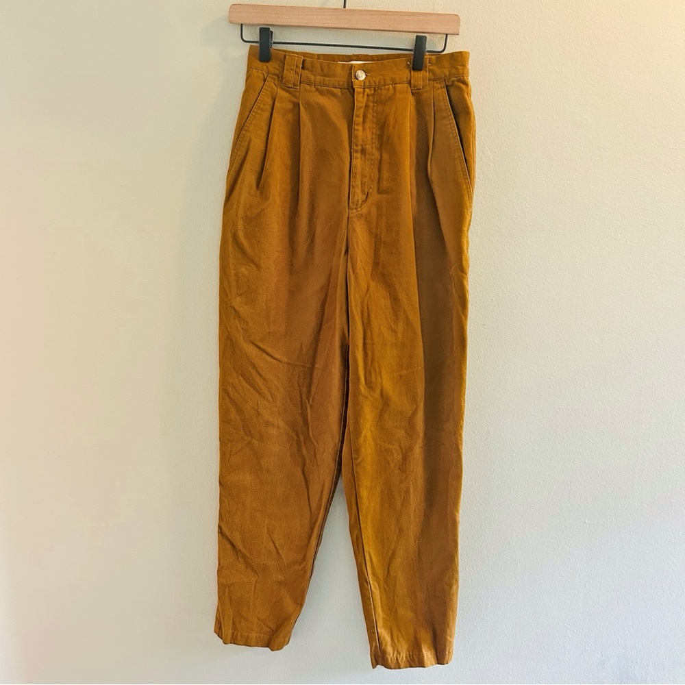 The Limited Vintage High Rise Pants Womens Size 8 Mustard Tan Pleated 80s 90s